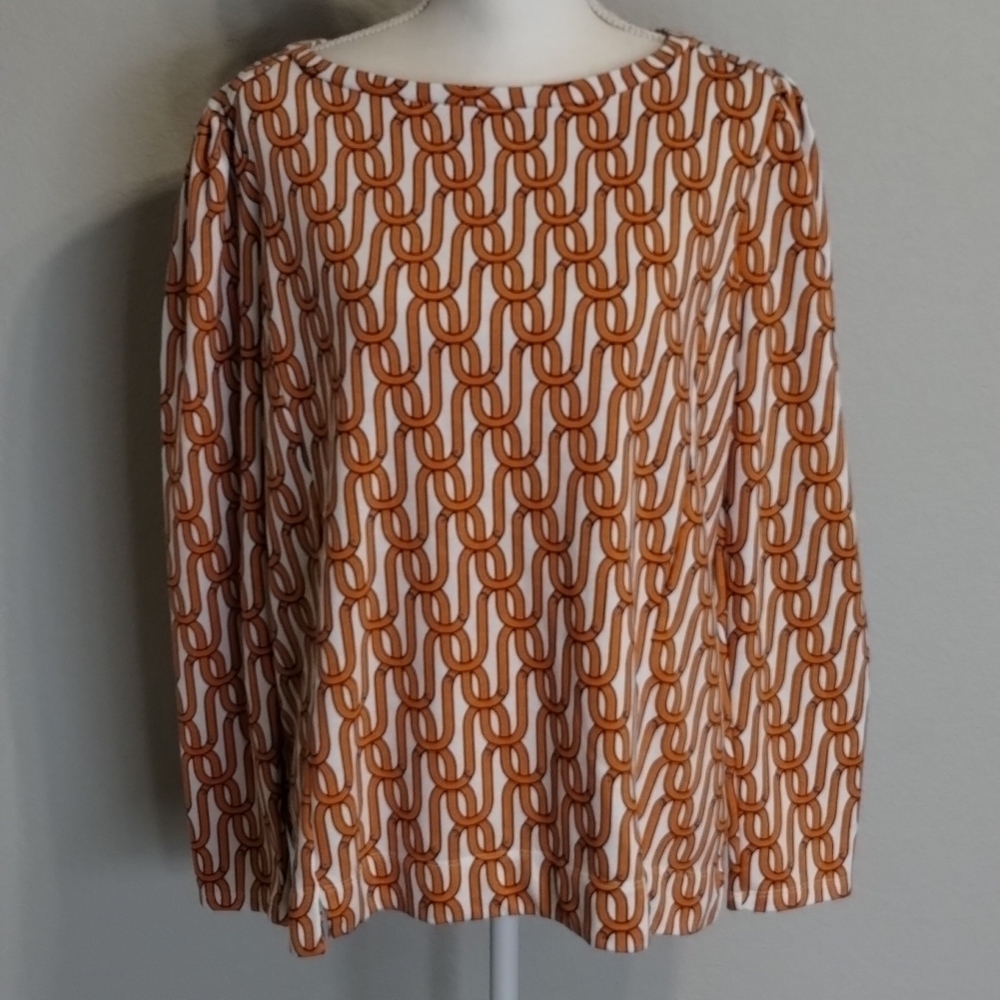 Liz Claiborne orange chain geometric print size large puff long sleeve